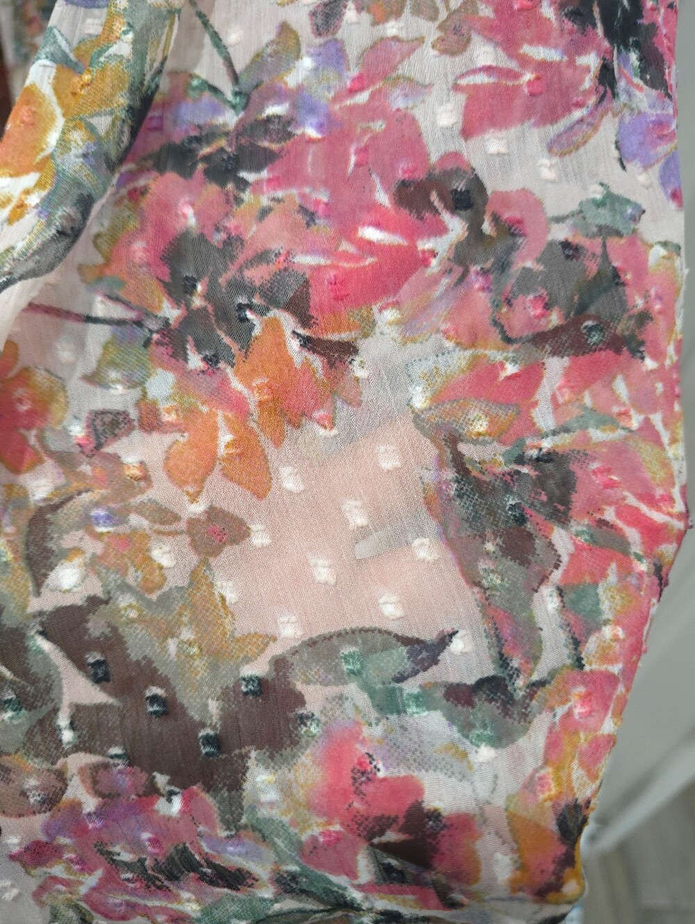 VINCE CAMUTO Floral Swiss Dot Kimono | Boho Resort Cover-Up Summer Romantic, OS - Picture 11 of 12